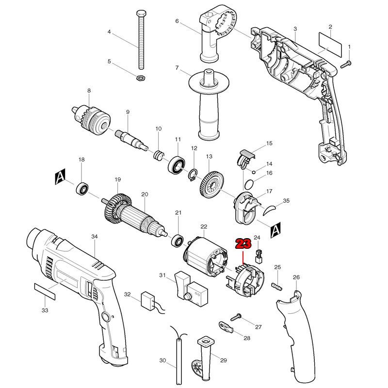 Makita Drill Hp1640 - ที่ใส่แปรงสำหรับเครื่องมือไฟฟ้า Makita รุ่น HP 1620 HP1620