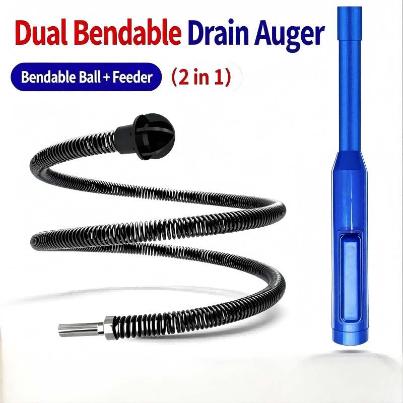 Pipe Bending Spring - ชุดเครื่องมือทำความสะอาดท่อระบายน้ำแบบ Dual-Drive - สปริงหัวมะกอกพร้อมตัวป้อน ABS สำหรับ