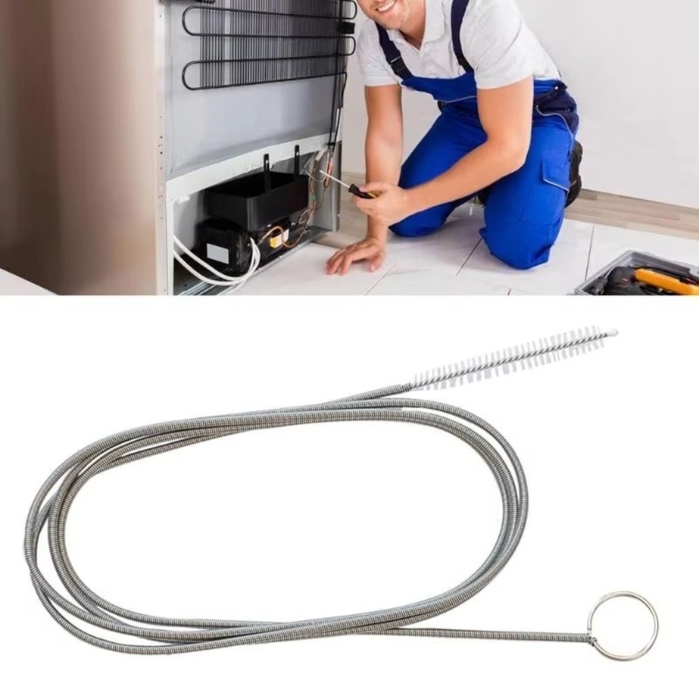 Pipe Bending Spring - แปรงทำความสะอาดท่อระบายน้ำตู้เย็นแบบยืดหยุ่น ยาว 1 ม./1.5 ม. ขนแปรงไนลอน