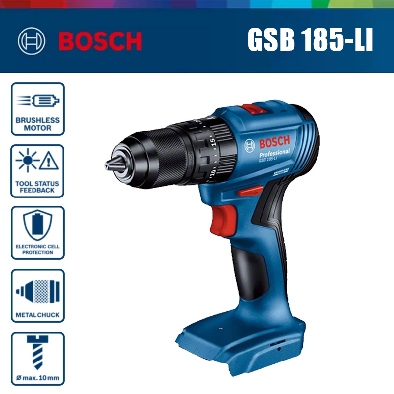 Bosch Drill Gsb 18V - บ๊อช GSB 185-LI 18V สว่านกระแทกไร้สายแบบไม่มีแปรงถ่าน 1900RPM