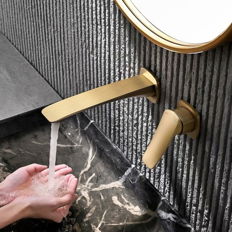 Basin Mixer Cartridge - ก๊อกน้ำห้องน้ำแบบฝังผนัง สีทอง ก๊อกอ่างล้างหน้าแบบฝัง คาร์ทริดจ์ในตัว ก๊อกผสมอ่างล้างหน้า ก๊อกน้ำร้อนน้ำเย็น