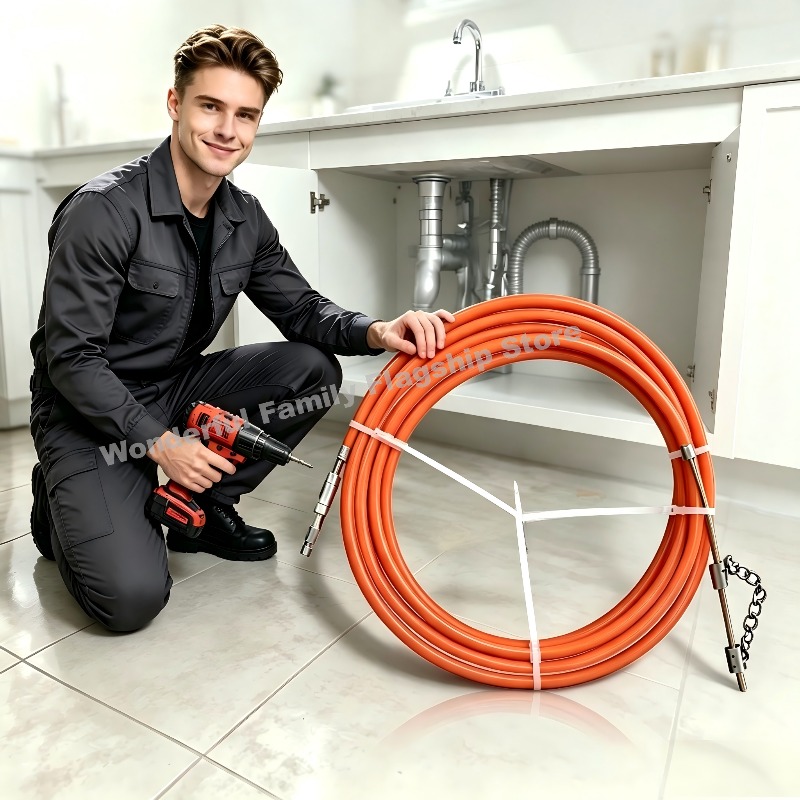 Drain Snake Flexible - ชุดเครื่องมือขจัดสิ่งอุดตันท่อน้ำแบบยืดหยุ่น - หัวขับหกเหลี่ยมทำจากเหล็กสปริง 65Mn สำหรับขจัดสิ่งอุดตันในอ่างล้างจานและท่อน้ำทิ้ง
