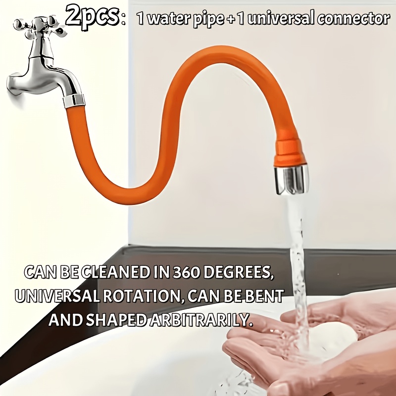 Flexible Hose Braided - ชุดต่อก๊อกน้ำแบบพับได้ 2-in-1 พร้อมหัวกรองและข้อต่ออเนกประสงค์ สายยางยืดหยุ่นสำหรับใช้ในครัว ห้องน้ำ และสวน