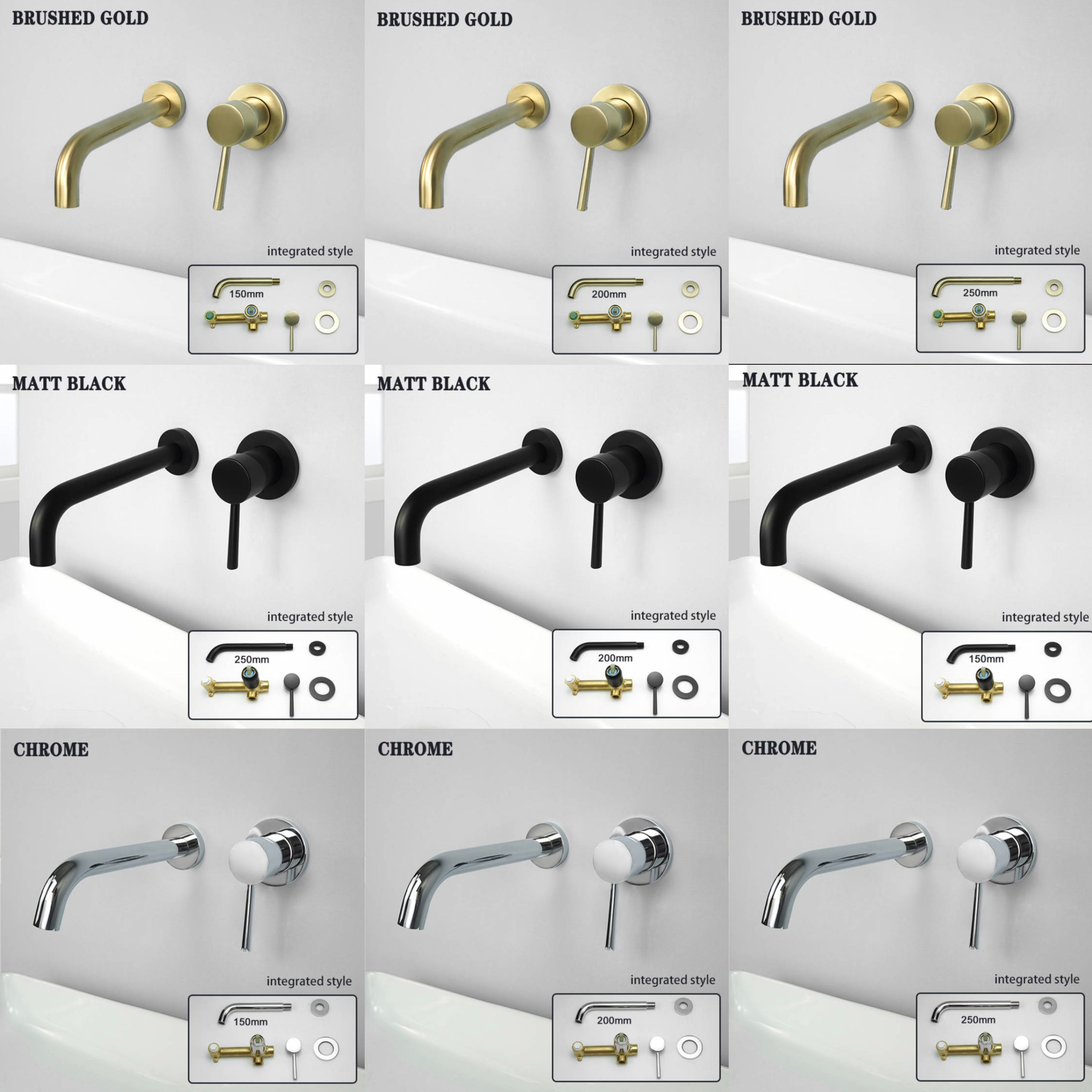 Basin Mixer Cartridge - ทองเหลืองห้องน้ําอ่างล้างหน้าก๊อกน้ําอ่างล้างจาน TAP WASH Mixer ร้อนและเย็นติดผนัง Spout