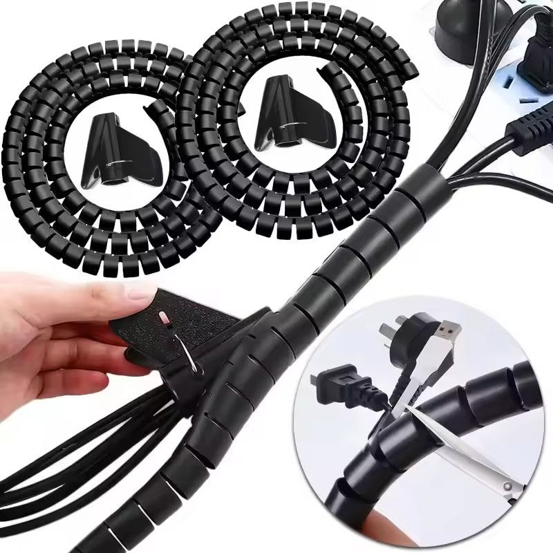 Plastic Pipe Clip - คลิปหนีบสายเคเบิลแบบยืดหยุ่น 2 เมตร ท่อเก็บสายไฟ ตัวป้องกันสายไฟ อุปกรณ์จัดการสายไฟ